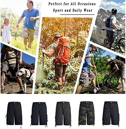 Лејантон за пешачење за пешачење шорцеви со џебови лесен сув памук обичен работен шорцеви за мажи голф кампување риболов риболов