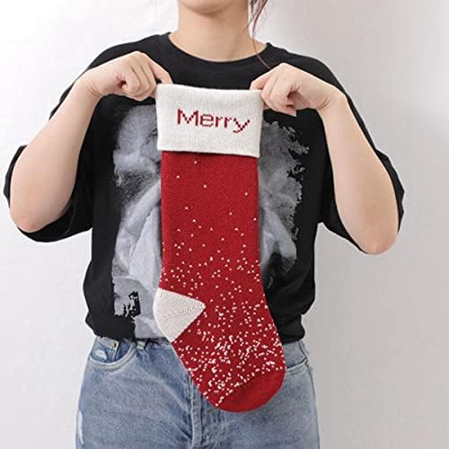 Божиќни чорапи vzxatyop Персонализирани 4 пакувања 18 “, Семејно снегулка Големи украси за божиќни порибници, виси Божиќни порибници за камин забава дома, зелена