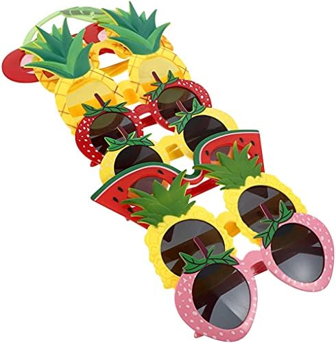 Хипихом 8 парчиња Овошни Очила Возрасни Деца Смешни Очила За Сонце Реквизити За Облекување За Хавајска Плажа Луау Тема Партија Материјали