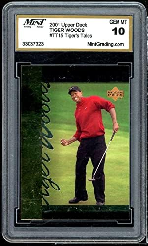 Tiger Woods Rookie 2001 Горна палуба голф тигар приказни TT15 нане оценувајќи 10 скапоцени камења MT