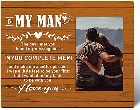 Муктујамаи сопруг со слика Рамка за подароци, на мојот човек што ме завршуваш, романтични подароци за Денот на вineубените за сопруг момче, свадбен подарок за ангажм?