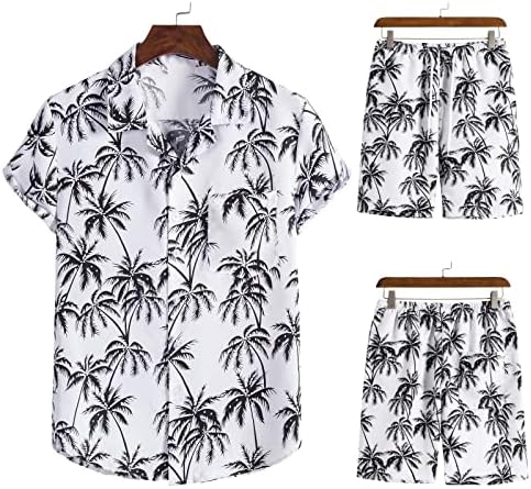 Мажите случајно копче за тревога, кардиган Хаваи, печатење со кратки ракави, блуза од плажа и кратки панталони поставува бело
