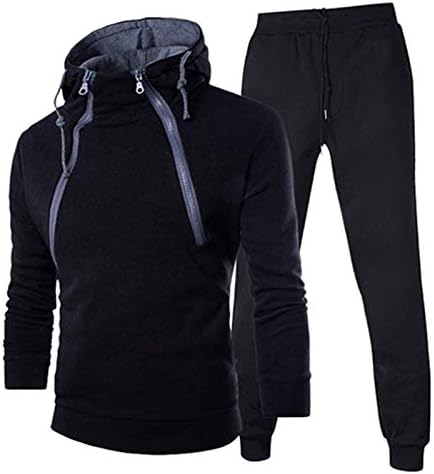 Shengxiny машки облеки Зимски цврсти обични џемпери панталони со две парчиња сетови двојно патент со аспиратор со долги ракави од долги ракави