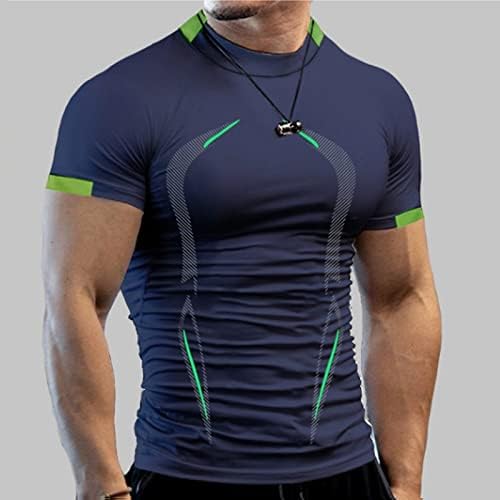 Спортска маица мажи лето висока еластичност за дишење на спортови тесни кратки ракави за печатење брза суво фитнес