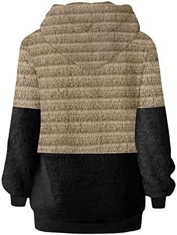 Јутарални дуксери за жени Зимски обични лабави лабави топло удобно плишано плус плус џемпери за џемпери четвртина палтовер со долги ракави