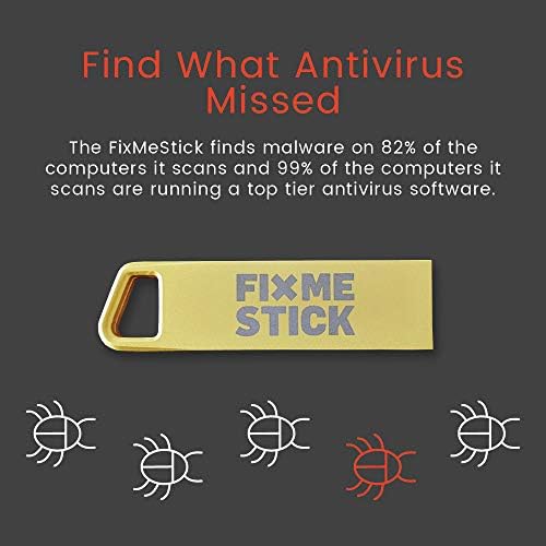 FIXMESTICK Златен компјутерски вирус за отстранување на вируси за Windows компјутери - Неограничена употреба на до 3 лаптопи или работна површина за 1 година - Работи со ваши