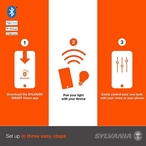 Sylvania Smart Bluetooth A19 Целосна Боја И Подесена Бела Сијалица, 60W, Затемнета, За Alexa/Apple HomeKit/Google Assistant - 1 Пакет