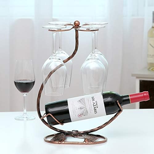 Стилска таблета за едноставност, хонорарни метални лавици за вино 1 шише со вино и 4 стаклени држачи за држачи на матични софтвер, декорација