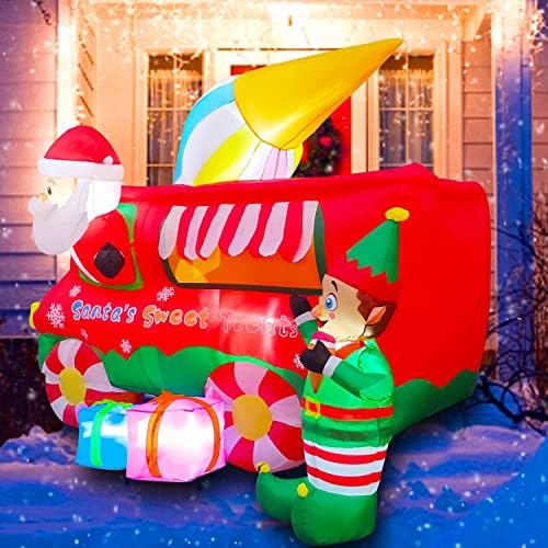 Сезона на сезонска боја 8 метри надувување на Божиќ со надувување со Санта Пингвин и камион за сладолед за надувување на Божиќ