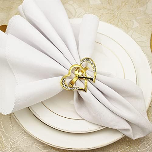 Орев 6 парчиња свадбени салфетка во форма на срцеви салфетка метална салфетка прстен свадба банкет декорација на забава