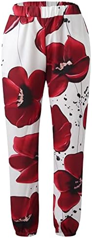 Здфер памучни постелнини панталони лабава обични директни високи половини џемпери женски цветни печати долги панталони со џеб