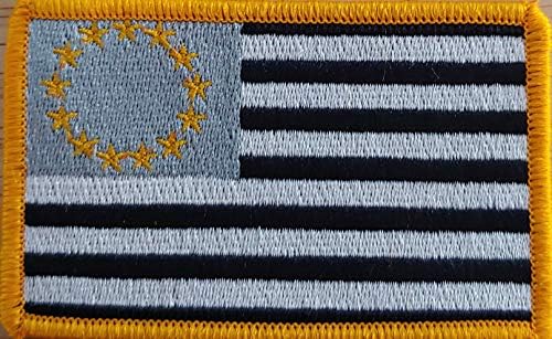 Бетси Рос САД Соединетите Држави знаме извезено железо-на шие лепенка сива, црна, бела и златна верзија морал амблем на рамената златна граница