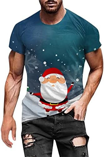 Wybaxz 2022 Божиќни мажи есенски зимски случајни кратки ракави Божиќ 3Д печатени маици модни врвни блузи мажи