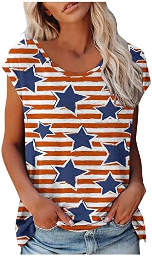 Патриотски кошули за жени 2023 година во САД Денот на независноста блуза американска маичка маица капка рамо летни одмори врвови