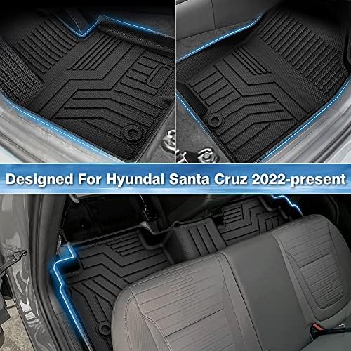 Mixsuper подни душеци компатибилни со 2022-2023 Hyundai Santa Cruz Сите облоги на временски услови издржливи 1-ви и 2-ри ред сет црно
