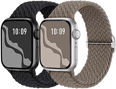 Плетен соло јамка компатибилен со Apple Watch Band 38mm 40mm 41mm 42mm 44mm 45mm 49mm, стрии спортски бендови жени мажи Еластична најлонска