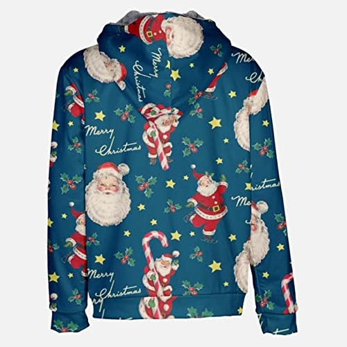 Божиќни јакни за машка зимска топла руно лагерна дуксери со палта плус големина на необични врвови за џемпери со качулка
