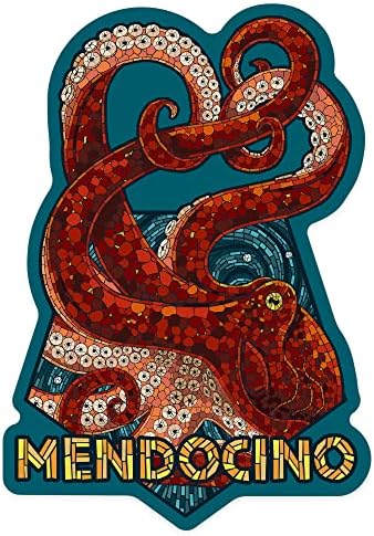 Die Cut налепница Мендочино, Калифорнија, октопод мозаик, налепница за винил од контура од 1 до 3 инчи, мала