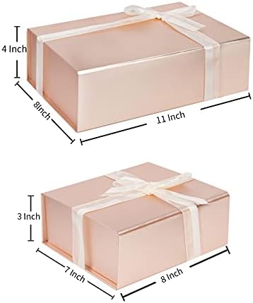Кутија За Подароци LIFELUM 2 Пакување 8 x 7 x 3 Розово Злато Големи Божиќни Кутии За Подароци Со Магнетски Капак Кутија За Предлози За Деверуша Цврста Кутија За Складирање