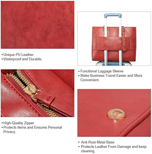 Chientung Стилска кожа лаптоп торба за жени за жени голема професионална торба за работа со 4 оддели до 15,6 инчи