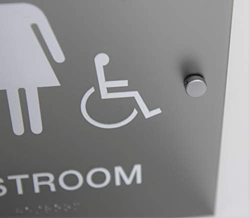 Дизајнер Ада Пол Неутрален знак за тоалети со унисекс со бразил и застанете, 9 квадратни чад сива