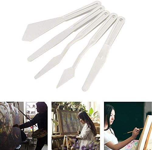 Luckycivia 6 сет палети ножеви сет, пластични шпатула уметнички алатки за сликање