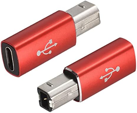 Rebower USB C во печатачот MIDI Конвертирајте ги адаптерите Тип Ц во USB B адаптери [за пијано, печатач, синтисајзери, таблет] - црвена /2 компјутери