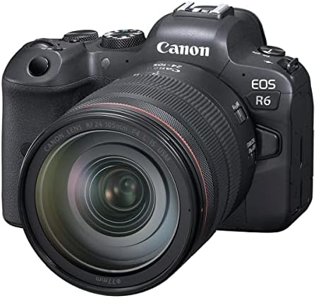 Canon Eos R6 Дигитална Камера Без Огледало Со Целосна Рамка Со RF 24-105mm f/4 L Е USM Леќа, Црна-Со Надворешен Блиц