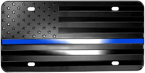 Американска Црна Американска Полиција За Спроведување На Законот Во Чест На Врежаното Знаме Прилагодено Дизајнирана Алуминиумска Регистарска Табличка Со 4 Дупки,