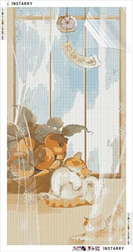Instarry 5d Diamond сликарство со голема големина мачка крст бод мозаик дневна соба спална соба wallид украс и занаети 47.2x23,6 инчи
