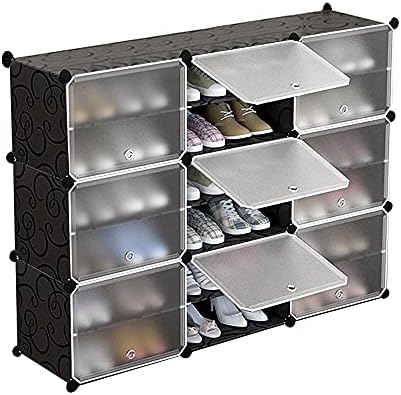 Амзан преносен кабинет за складирање на чевли од 36 пар со чиста врата, коцки за коцка за коцка, кутија за кутии, влезна пластична патека