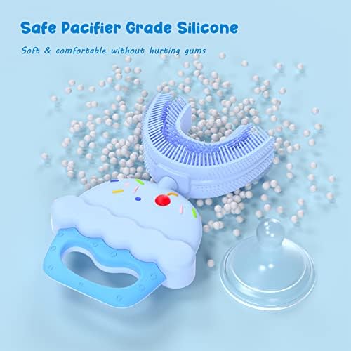 laplaisir Детска четка за заби во облик на облик ， мека силиконска четка за заби глава, рачна обука за четка за заби, 360 ° дизајн