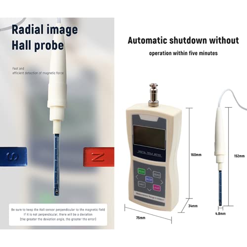 Дигитален метар на мерач на мерач Gaussmeter Магнетски флукс мерач на радијална сала сонда ZMST-5