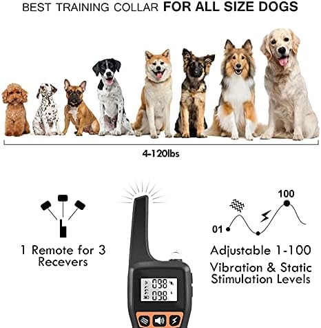 Јака за шок од кучиња - водоотпорна електрична обука за дополнување на кучиња со далечински управувани за мали средни големи