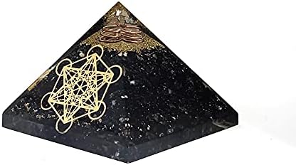 Црн турмалин оргон кристал пирамида и приврзок Седум чакра метатрон коцка Мерлкаба | Нараквица од природен камен | Комплет за заштита Реики
