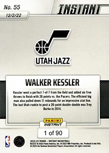 2022-23 Панини Инстант кошарка #55 Вокер Кеслер дебитантска картичка џез - само 90 направени!