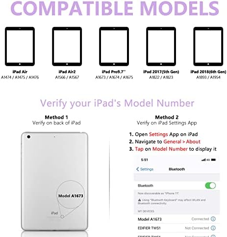 Ммк Ipad Случај На Тастатура 9.7 За Нов iPad 2018-iPad Pro 2017 - Ipad Air 2/ Воздух-Одвојлива Безжична Bluetooth Тастатура-Магнетно