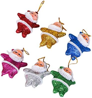 6 ПАРЧИЊА Златен Прав Шест Бои Дедо Приврзок Божиќна Декорација Подароци Акрилни Снегулки Монистра