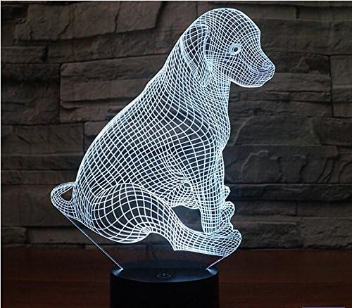 Superiorvznd 3D Dog Animal Larm Slight Night Light Light Далечински управувач со моќност Табела за допир Оптичка илузија ламби