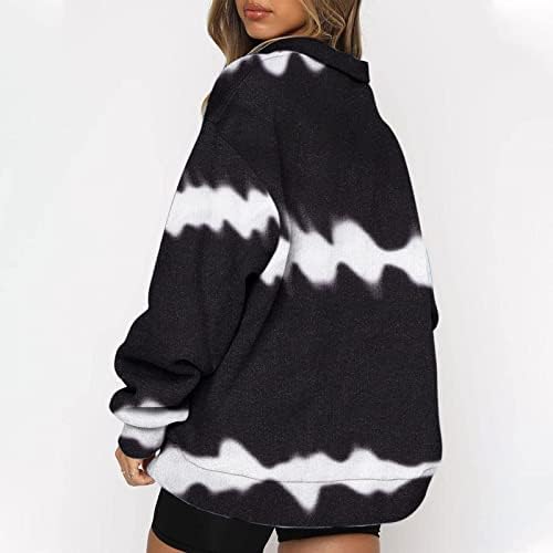 Kuaileya женски полу -зип пулвер преголеми врвови за жени половина поштенски пуловер со долги ракави за џемпери четвртина патенти худи