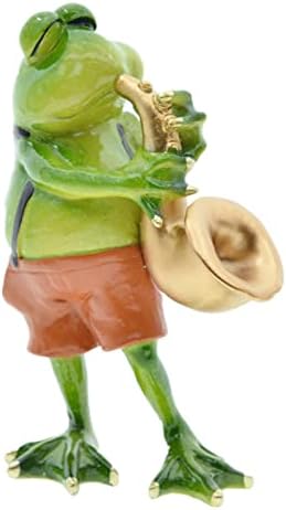 Queemie® Креативна симпатична смола зелена жаба Играње саксофонска градина статуи скулптури, смешни саксови жаби персонализирани колекционерски