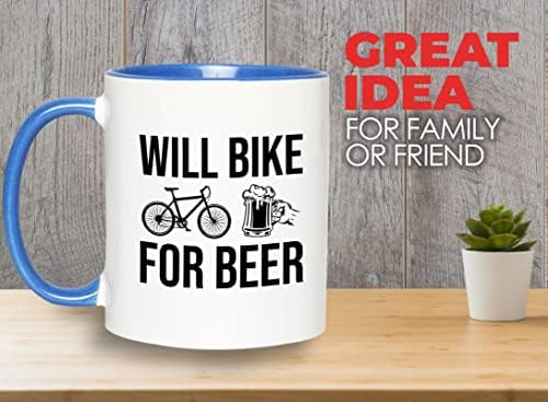 Flубител на пиво со флаерно земјиште 2 тон сина кригла 11oz - ќе велосипедирам за пиво - велосипеди за велосипеди планински велосипедизам велосипеди велосипед пиво под
