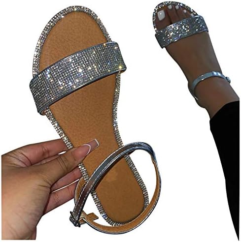 Getbee сандали за жени фустани летни станови женски сандали отворени чевли за пети искријќи ги десетиците на токи на глуждот