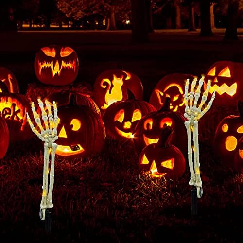 Zissk Ноќта на вештерките Скелети раце за вметнување светла, украси за Ноќта на вештерките, 8 режими на блиц, LED ламба за бакарна жица за ламба за празничка забава