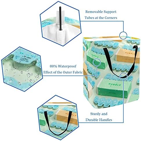 Шарена Корпа За Складирање Хабл, Голема Пречка за Перење Со Рачки Склоплива Корпа За Складирање За Детска Соба, Пречка За Нерви,Складирање