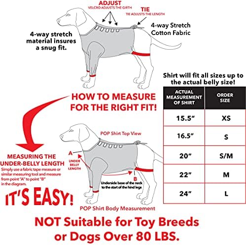 Попфорпетс Постоперативна Заштитна Кошула За Кучиња-ПОП За Домашни Миленици Подобро од Конусот! Најудобна Алтернативна Кошула за Закрепнување!