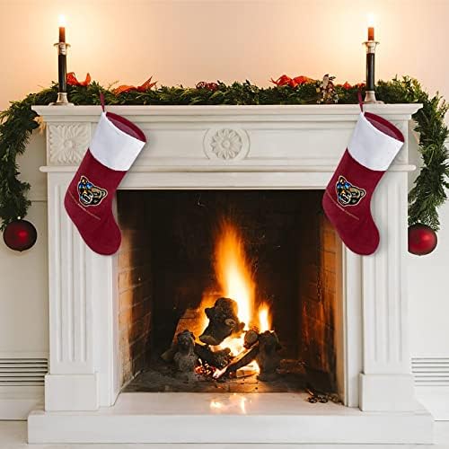 Засилување на свеста за аутизам Божиќни порибни чорапи со кадифен камин што виси за декор за домашно дрво дома
