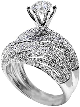 2023 Нови дами пенливи дијаманти целосен дијамантски двоен дијамантски сет прстен ветувач сет цирконија прстен за прстен прстен