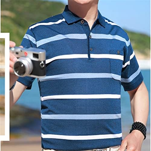 Маица со кратки ракави на MJWDP лето средовечна и постара машка машка лента со лента летна облека вистински џебови