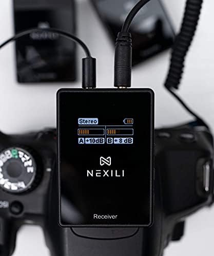 Nexili VOCO Безжичен LAV Duo Kit Microphone System 2.4GHz, LED екран, компактен, компактна со DSLR камери, камкордери, iPhone, Android паметни